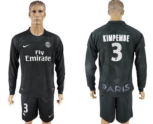 Paris Saint-Germain #3 Kimpembe Sec Away Long Sleeves Soccer Club Jersey